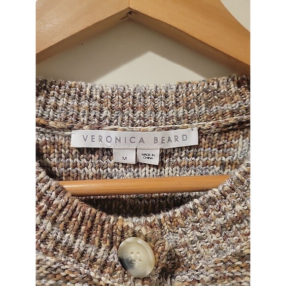 Veronica Beard Tahlea Mixed-Media Sweater in Army Multi Puff Sleeve Top Size M - Picture 5 of 10